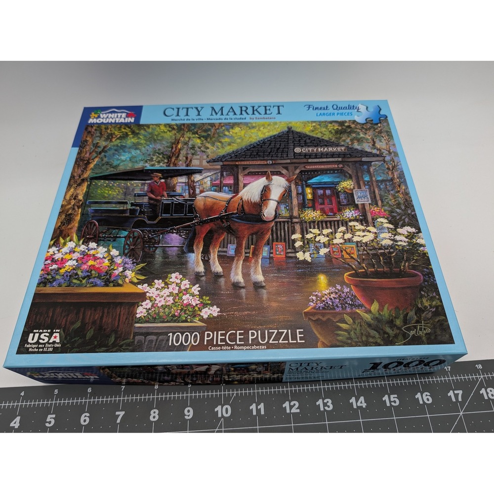 White Mountain Jigsaw Puzzle City Market 1000 Piece 1322 Sambataro Complete